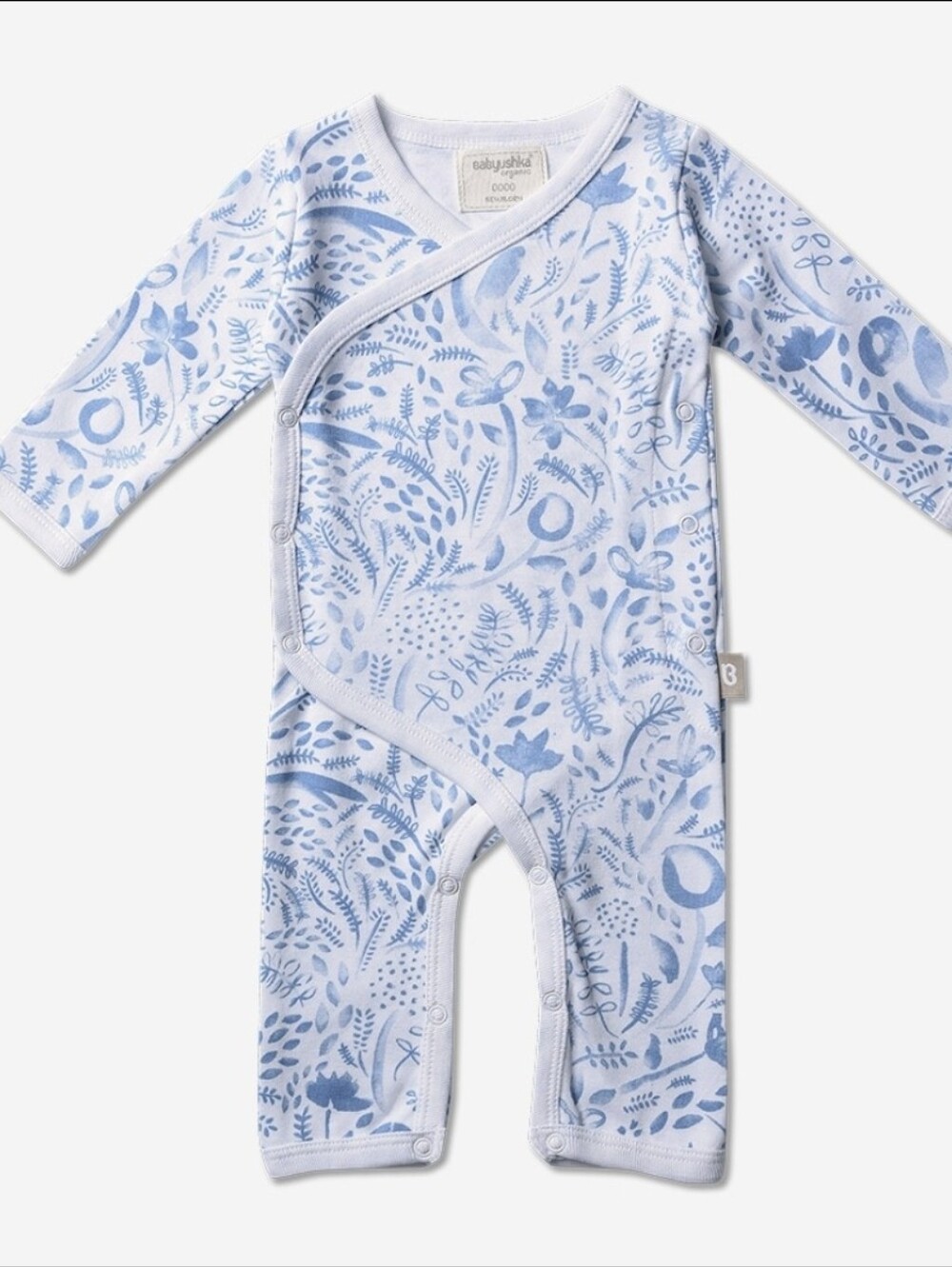 Babyushka Organic WCF L/S Kimono Romper Blue Size 3-6 Month